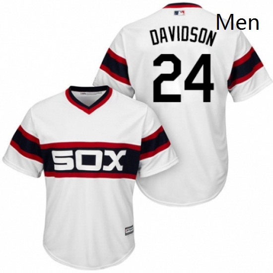 Mens Majestic Chicago White Sox 24 Matt Davidson Replica White 2013 Alternate Home Cool Base MLB Jer