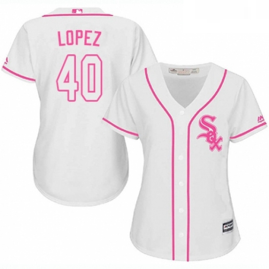 Womens Majestic Chicago White Sox 40 Reynaldo Lopez Replica White Fashion Cool Base MLB Jersey