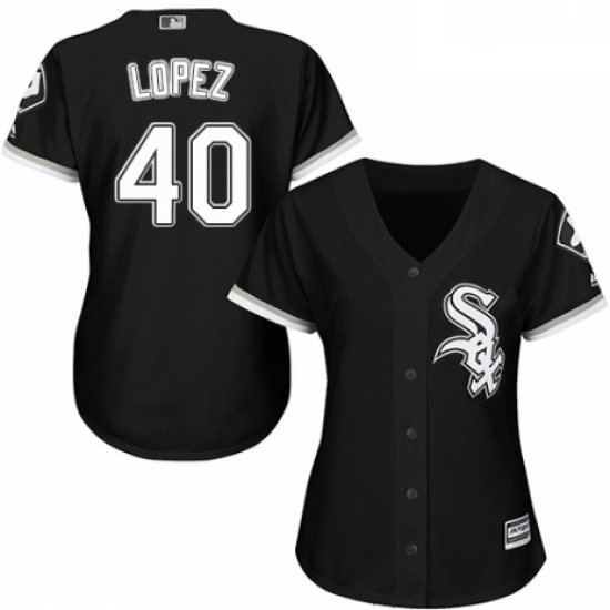 Womens Majestic Chicago White Sox 40 Reynaldo Lopez Authentic Black Alternate Home Cool Base MLB Jer