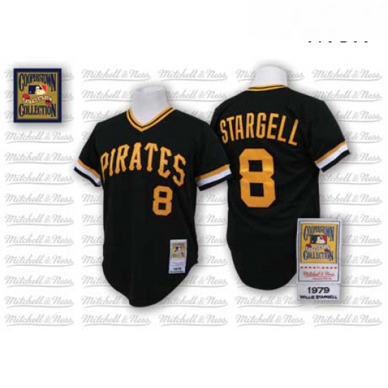 Mens Mitchell and Ness Pittsburgh Pirates 8 Willie Stargell Authentic Black Throwback MLB Jersey