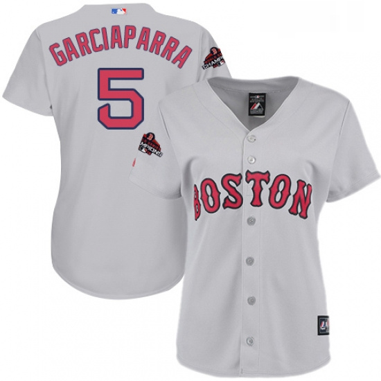 Womens Majestic Boston Red Sox 5 Nomar Garciaparra Authentic Grey Road 2018 World Series Champions M