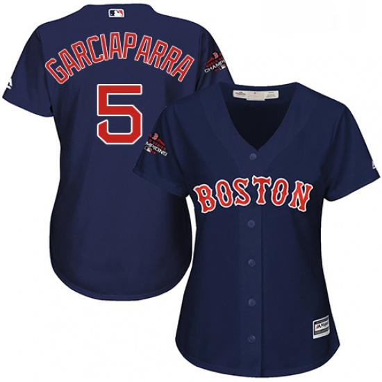 Womens Majestic Boston Red Sox 5 Nomar Garciaparra Authentic Navy Blue Alternate Road 2018 World Ser