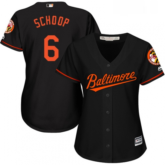 Womens Majestic Baltimore Orioles 6 Jonathan Schoop Replica Black Alternate Cool Base MLB Jersey