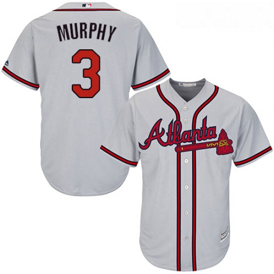 Youth Majestic Atlanta Braves 3 Dale Murphy Replica Grey Road Cool Base MLB Jersey