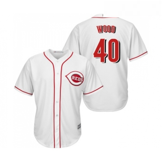 Youth Cincinnati Reds 40 Alex Wood Replica White Home Cool Base Baseball Jersey