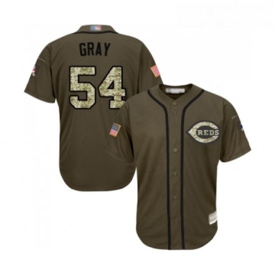 Youth Cincinnati Reds 54 Sonny Gray Authentic Green Salute to Service Baseball Jersey