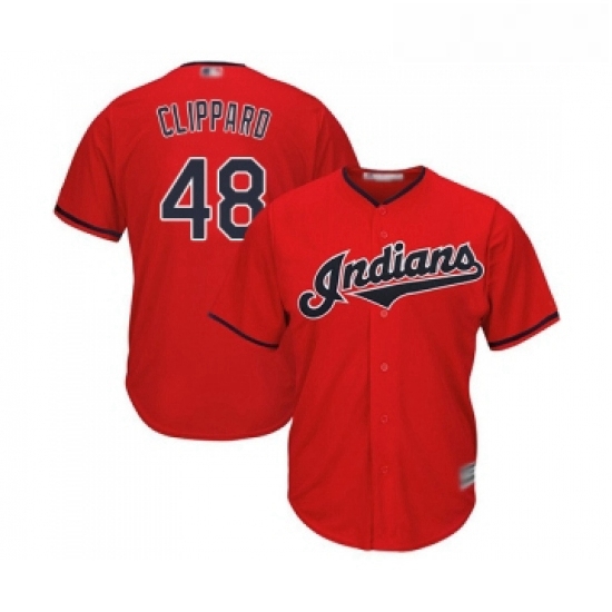 Youth Cleveland Indians 48 Tyler Clippard Replica Scarlet Alternate 2 Cool Base Baseball Jersey