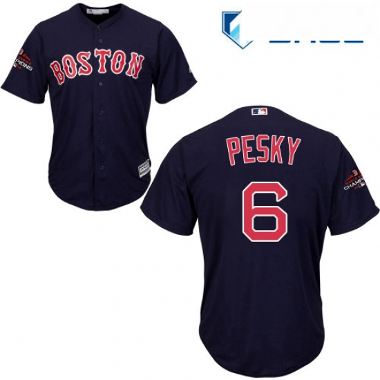 Youth Majestic Boston Red Sox 6 Johnny Pesky Authentic Navy Blue Alternate Road Cool Base 2018 World