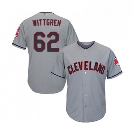 Youth Cleveland Indians 62 Nick Wittgren Replica Grey Road Cool Base Baseball Jersey