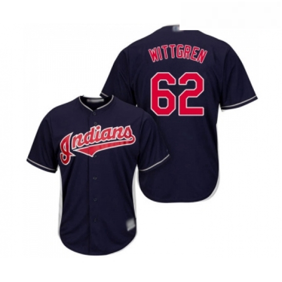 Youth Cleveland Indians 62 Nick Wittgren Replica Navy Blue Alternate 1 Cool Base Baseball Jersey