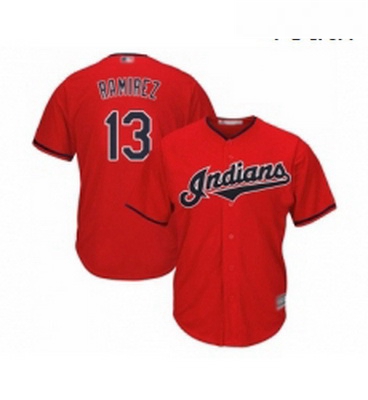 Youth Cleveland Indians 13 Hanley Ramirez Replica Scarlet Alternate 2 Cool Base Baseball Jersey