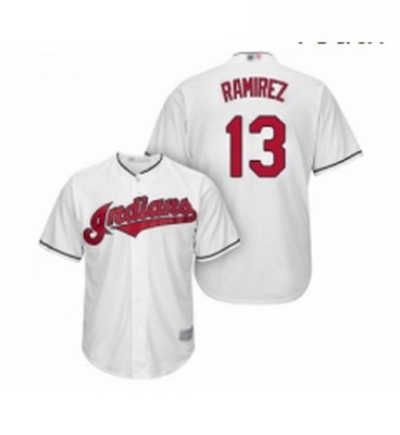 Youth Cleveland Indians 13 Hanley Ramirez Replica White Home Cool Base Baseball Jersey