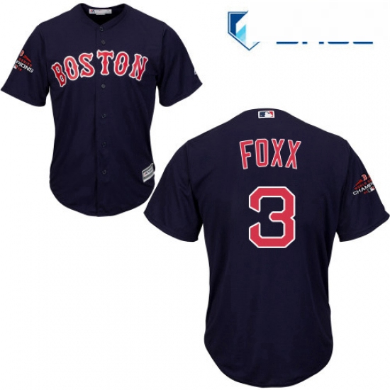 Youth Majestic Boston Red Sox 3 Jimmie Foxx Authentic Navy Blue Alternate Road Cool Base 2018 World 