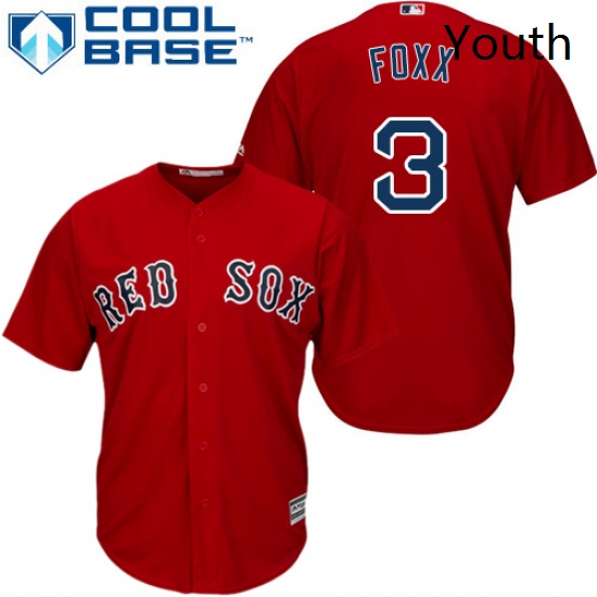 Youth Majestic Boston Red Sox 3 Jimmie Foxx Authentic Red Alternate Home Cool Base MLB Jersey