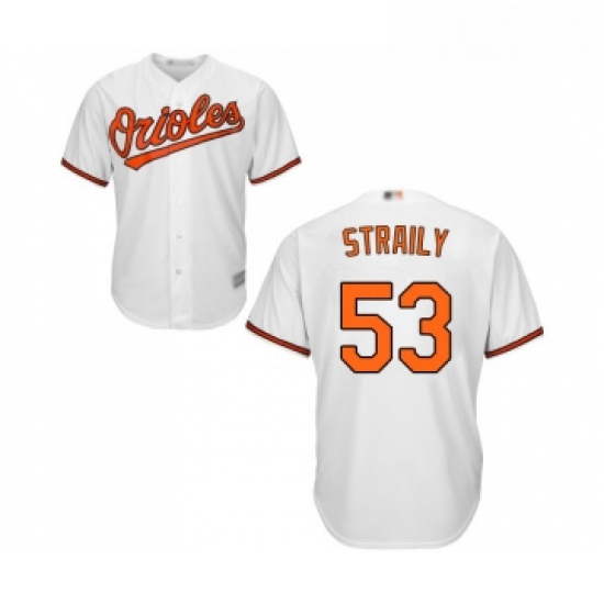 Youth Baltimore Orioles 53 Dan Straily Replica White Home Cool Base Baseball Jersey