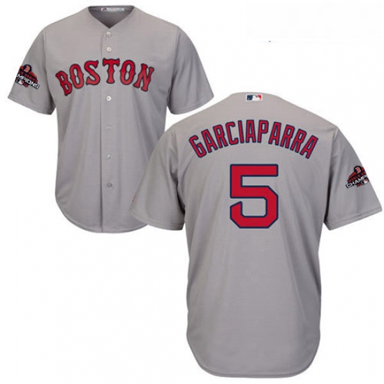 Youth Majestic Boston Red Sox 5 Nomar Garciaparra Authentic Grey Road Cool Base 2018 World Series Ch