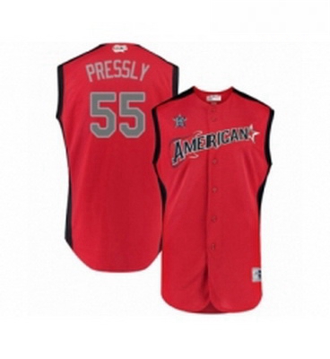 Youth Houston Astros 55 Ryan Pressly Authentic Red American League 2019 Baseball All Star Jersey