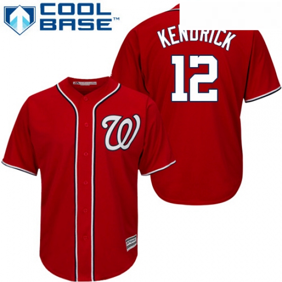 Youth Majestic Washington Nationals 12 Howie Kendrick Replica Red Alternate 1 Cool Base MLB Jersey