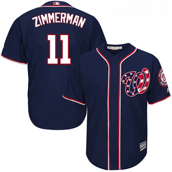 Youth Majestic Washington Nationals 11 Ryan Zimmerman Replica Navy Blue Alternate 2 Cool Base MLB Je