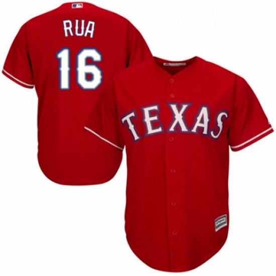 Youth Majestic Texas Rangers 16 Ryan Rua Authentic Red Alternate Cool Base MLB Jersey