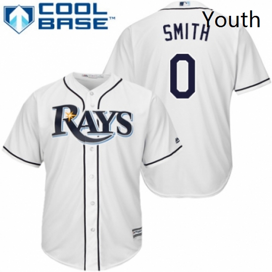 Youth Majestic Tampa Bay Rays 0 Mallex Smith Replica White Home Cool Base MLB Jersey