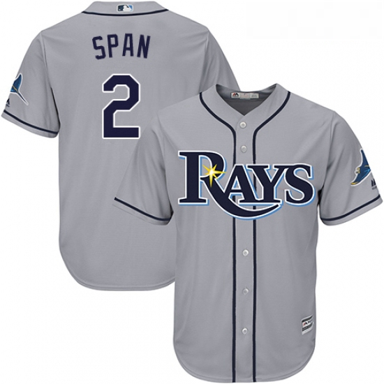 Youth Majestic Tampa Bay Rays 2 Denard Span Replica Grey Road Cool Base MLB Jersey