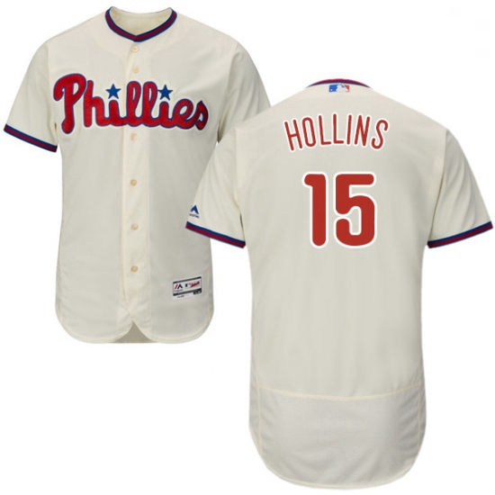 Mens Majestic Philadelphia Phillies 15 Dave Hollins Cream Alternate Flex Base Authentic Collection M