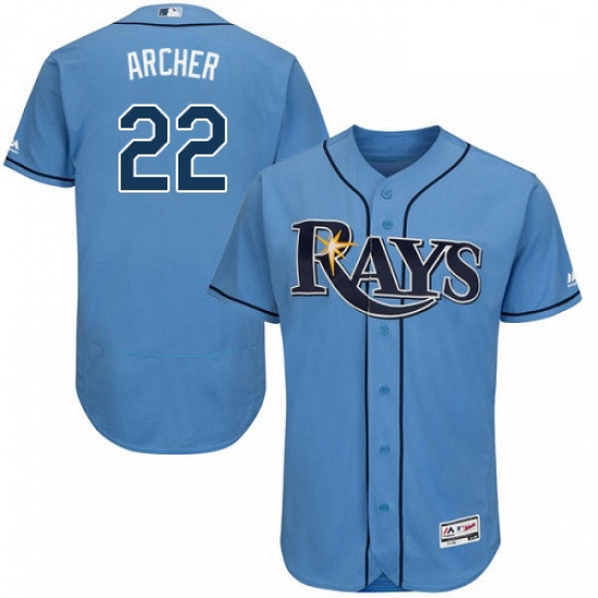 Mens Majestic Tampa Bay Rays 22 Chris Archer Alternate Columbia Flexbase Authentic Collection MLB Je