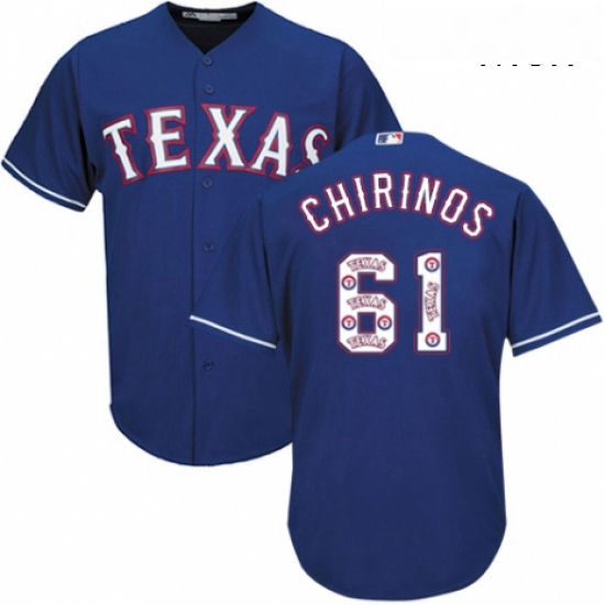 Mens Majestic Texas Rangers 61 Robinson Chirinos Authentic Royal Blue Team Logo Fashion Cool Base ML