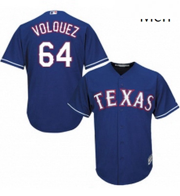 Mens Majestic Texas Rangers 64 Edinson Volquez Replica Royal Blue Alternate 2 Cool Base MLB Jersey