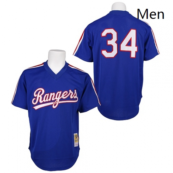 Mens Mitchell and Ness 1989 Texas Rangers 34 Nolan Ryan Replica Royal Blue Throwback MLB Jersey