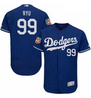 Mens Majestic Los Angeles Dodgers 99 Hyun Jin Ryu Royal Blue Flexbase Authentic Collection MLB Jerse