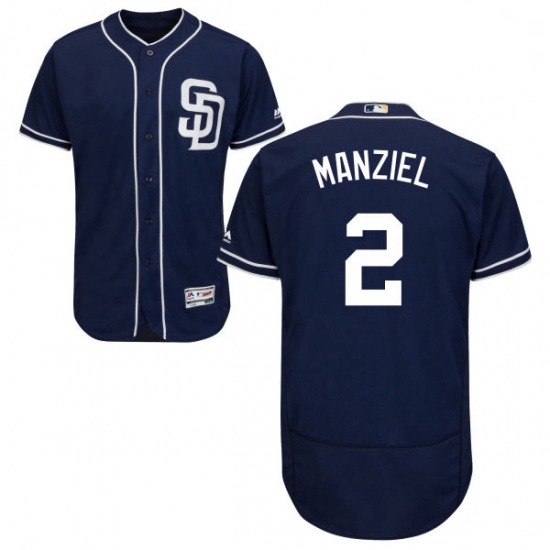 Mens Majestic San Diego Padres 2 Johnny Manziel Navy Blue Alternate Flex Base Authentic Collection M