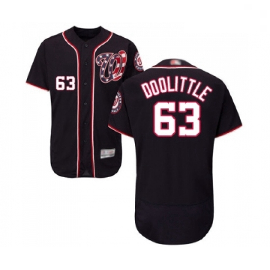 Mens Washington Nationals 63 Sean Doolittle Navy Blue Alternate Flex Base Authentic Collection MLB J