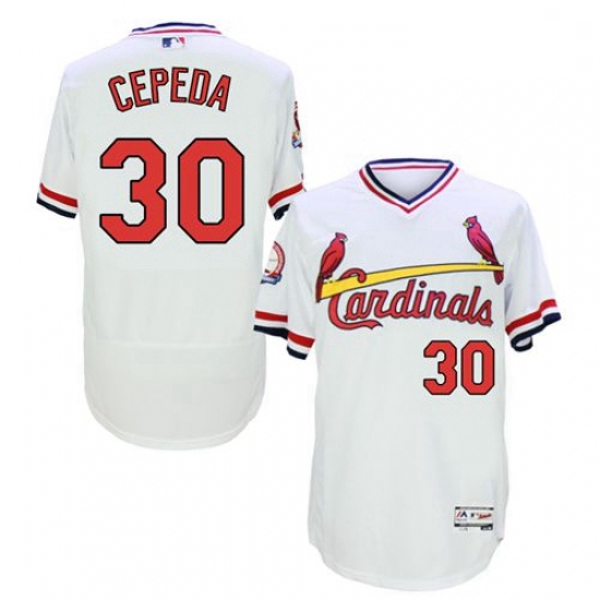 Mens Majestic St Louis Cardinals 30 Orlando Cepeda White Flexbase Authentic Collection Cooperstown M