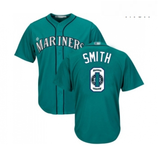 Mens Seattle Mariners 0 Mallex Smith Authentic Teal Green Team Logo Fashion Cool Base Baseball Jerse