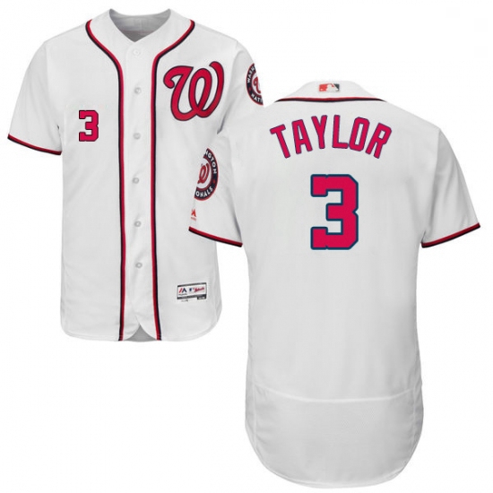 Mens Majestic Washington Nationals 3 Michael Taylor White Home Flex Base Authentic Collection MLB Je