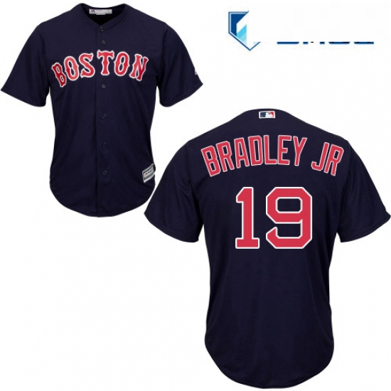 Mens Majestic Boston Red Sox 19 Jackie Bradley Jr Replica Navy Blue Alternate Road Cool Base MLB Jer