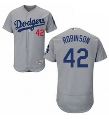 Mens Majestic Los Angeles Dodgers 42 Jackie Robinson Gray Alternate Road Flexbase Authentic Collecti