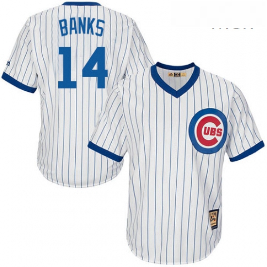 Mens Majestic Chicago Cubs 14 Ernie Banks Authentic White Home Cooperstown MLB Jersey