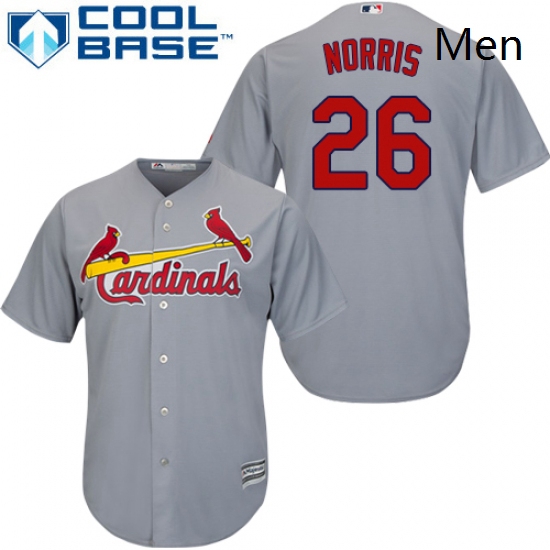 Mens Majestic St Louis Cardinals 26 Bud Norris Replica Grey Road Cool Base MLB Jersey