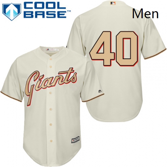 Mens Majestic San Francisco Giants 40 Madison Bumgarner Replica Cream Commemorative Cool Base MLB Je