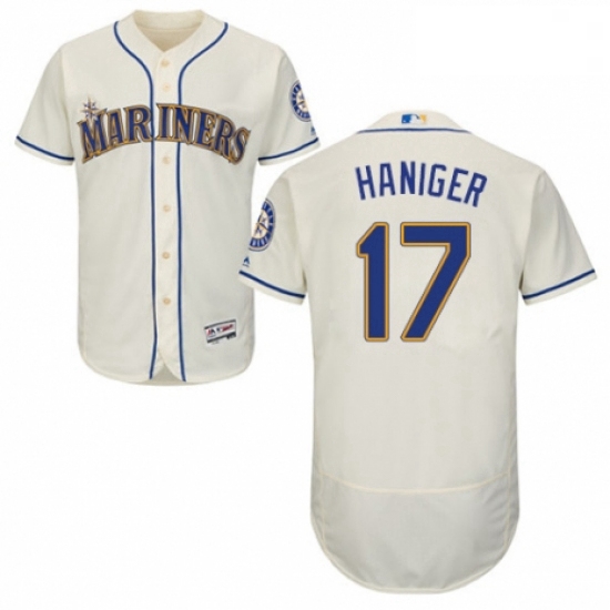 Mens Majestic Seattle Mariners 17 Mitch Haniger Cream Alternate Flex Base Authentic Collection MLB J