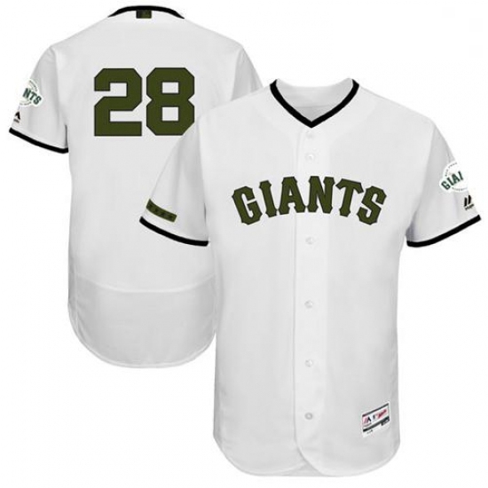 Mens Majestic San Francisco Giants 28 Buster Posey White Memorial Day Authentic Collection MLB Jerse