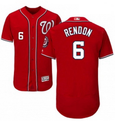 Mens Majestic Washington Nationals 6 Anthony Rendon Red Alternate Flex Base Authentic Collection MLB