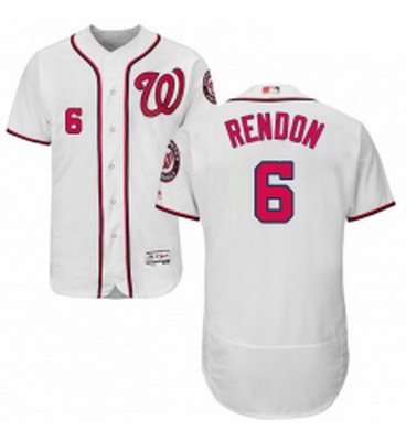 Mens Majestic Washington Nationals 6 Anthony Rendon White Home Flex Base Authentic Collection MLB Je