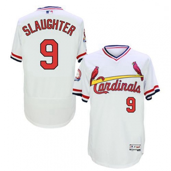 Mens Majestic St Louis Cardinals 9 Enos Slaughter White Flexbase Authentic Collection Cooperstown ML