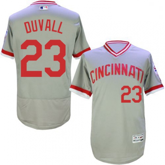 Mens Majestic Cincinnati Reds 23 Adam Duvall Grey Flexbase Authentic Collection Cooperstown MLB Jers