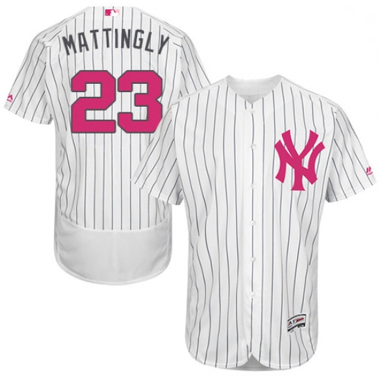 Mens Majestic New York Yankees 23 Don Mattingly Authentic White 2016 Mothers Day Fashion Flex Base M