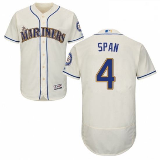 Mens Majestic Seattle Mariners 4 Denard Span Cream Alternate Flex Base Authentic Collection MLB Jers